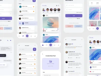 Cloudy social media app ui kit