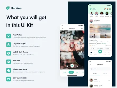 Hubline Social Network Mobile App Ui Kit