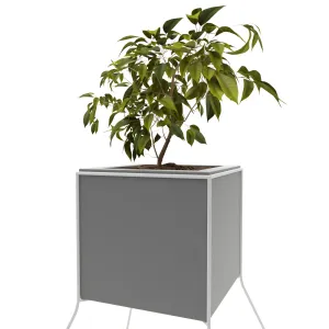 Halful plastic vase with a metal frame