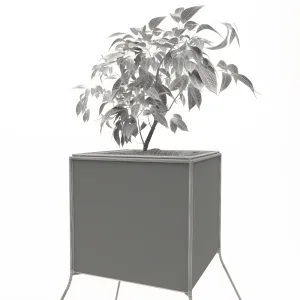 Halful plastic vase with a metal frame