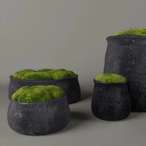 Rh crosshatch concrete vases