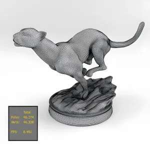 A bronze statue of a cheetah