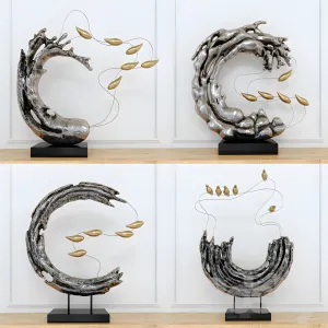 Abstract resin sculpture with birds