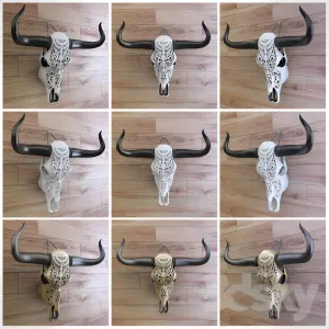 Carved cow skull