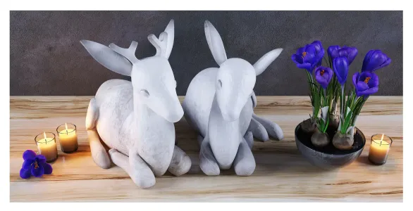 Composition with deer crocuses