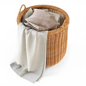Basket with linen natural color
