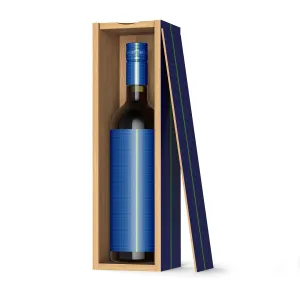 Dark Green Glass Wine Bottle In Open Wooden Box