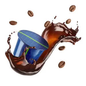 Coffee Capsule With Coffee Splash and Beans