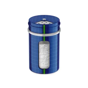 Metallic Spice Jar With Salt High Angle Shot