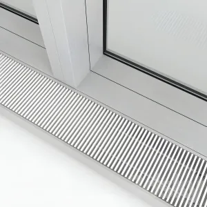 Panoramic window in the floor with radiator