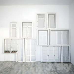 Set classical windows with decor