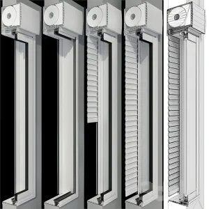 Sliding stained glass windows with roller shutters