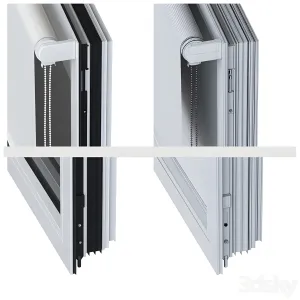 White window with roller blind
