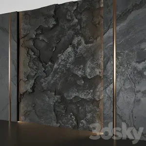 Wall panel with a black rock