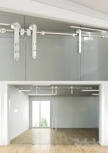 Glass ition with sliding doors