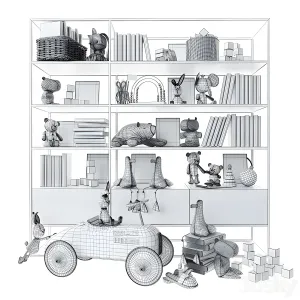 Rack with toys books