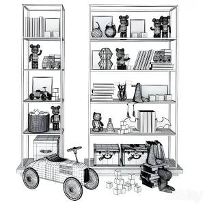 Racks with toys
