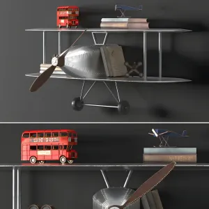 Vintage airplane metal shelf