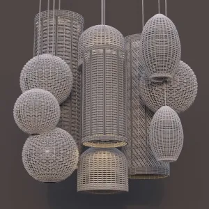 Rattan lighting set