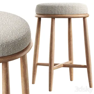 Hobbs Cerused Natural Oak Wood Counter Stool