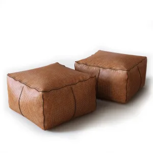 Moroccan Contemporary Leather Pouf