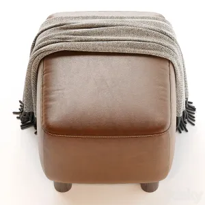 Teddy Leather Club Ottoman Sesame