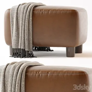 Teddy Leather Club Ottoman Sesame
