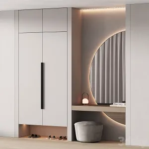 Hallway zone half round mirror