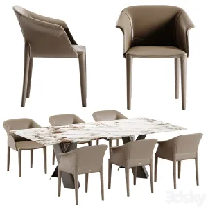 Cattelan Italia Mad Keramik table Zuleika chair set