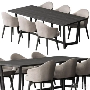 Dinning Table Black Cream Set