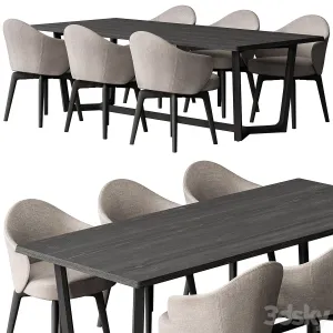 Dinning Table Black Cream Set