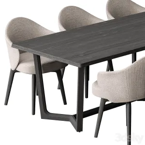 Dinning Table Black Cream Set