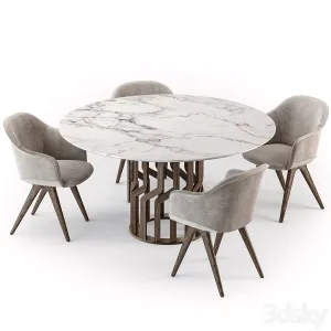 Potocco Intreccio table Lyz wood armchair