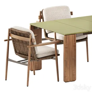 Trio Outdoor Dining chair Drake Outdoor table by Minotti