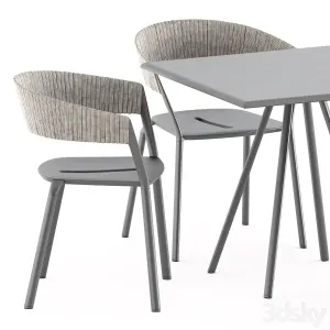 Zebra Square table Ria Dining armchair by Fast