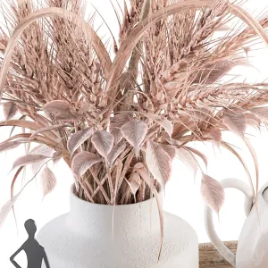 Wood Pink Decorative Set with Wheat Set