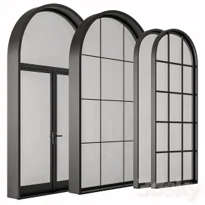 Black Modern Arched Window Windows Set