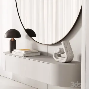 Hallway Zone Minimal Modern With Circle Mirror