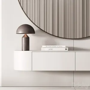 Hallway Zone Minimal Modern With Circle Mirror