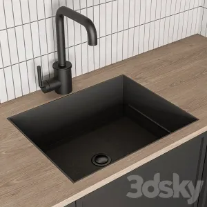 Kitchen Modern Black White with Wood