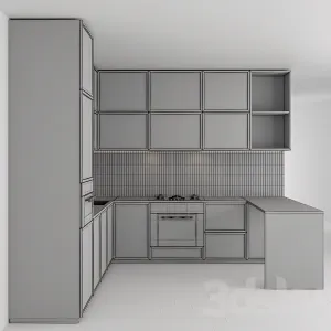 Kitchen Modern Black White with Wood
