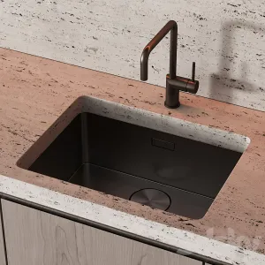 Modern Kitchen Japandi Wood Bronze Travertine