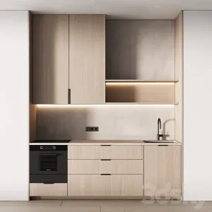 Modern Kitchen Mini Kitchen Wood Japandi in Options