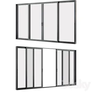 A Set of Sliding Metal Windows Doors