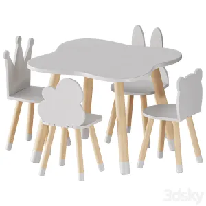 FUN Wooden Kids Table Chairs Set