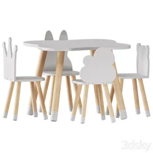 FUN Wooden Kids Table Chairs Set
