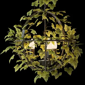 Vintage Industrial Spherical Chandelier With Ivy