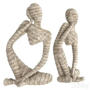 Ethnic Statuette of A Woman From Travertine