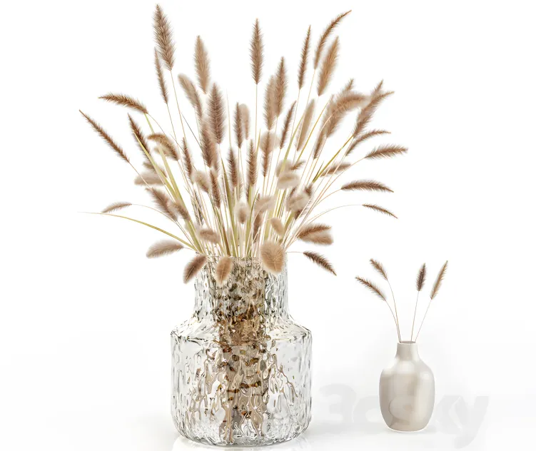 Dry flowers in glass vase