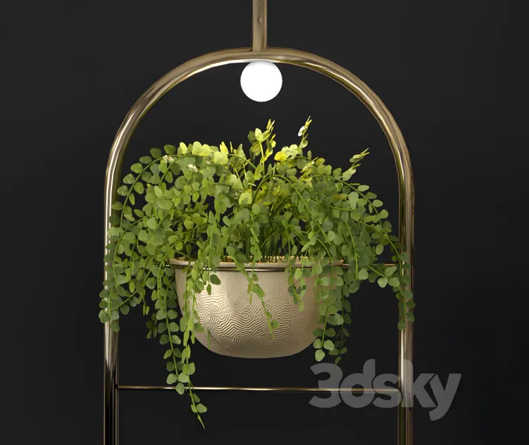 Metal hanging lamp indoor plant partition